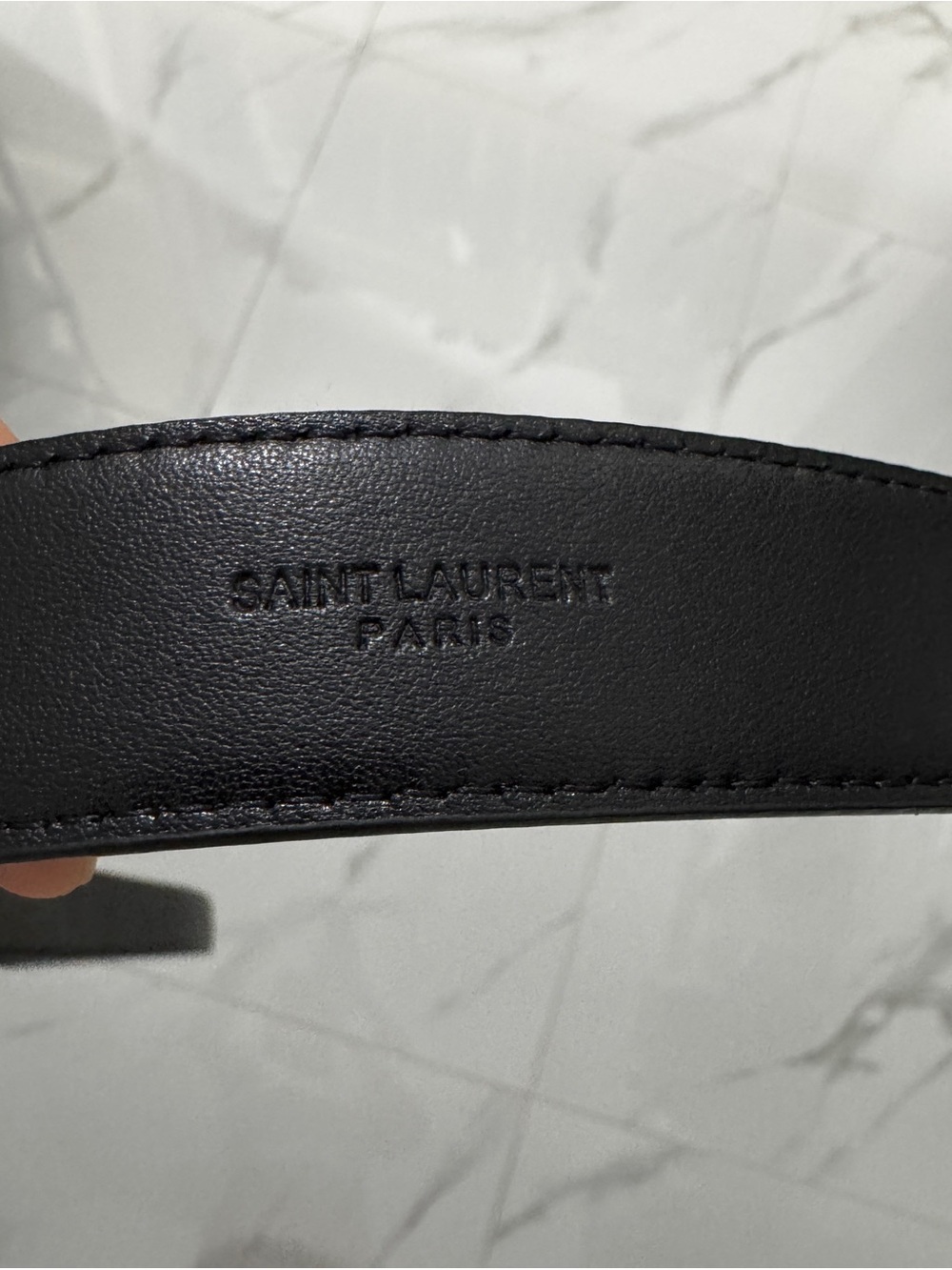 Black Leather Belt with Gold YSL Buckle - Picture 4 of 4